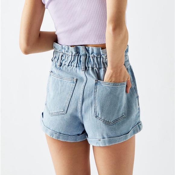PacSun Abbie Blue Paperbag Denim Shorts - Picture 2 of 6